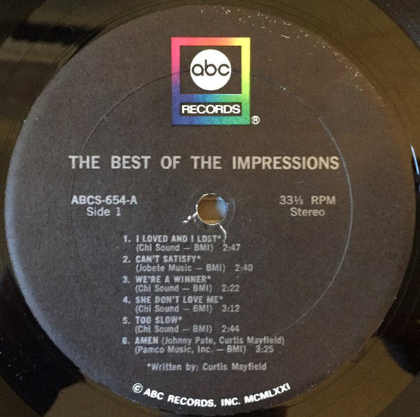 The Impressions : The Best Of The Impressions (LP, Comp, RE)