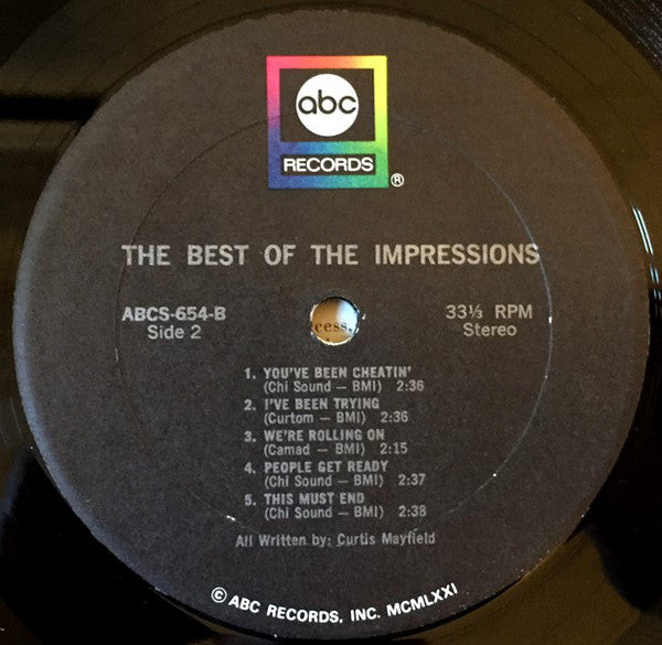 The Impressions : The Best Of The Impressions (LP, Comp, RE)