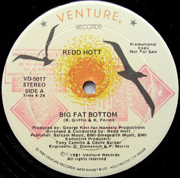 Redd Hott : Big Fat Bottom (12", Promo)
