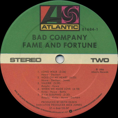 Bad Company (3) : Fame And Fortune (LP, Album, SP )