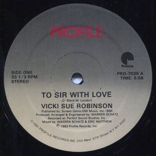 Vicki Sue Robinson : To Sir With Love (12", Single)