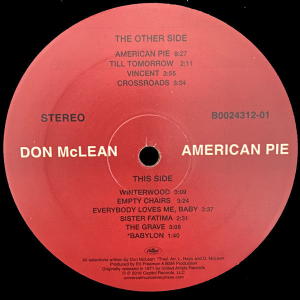Don McLean : American Pie (LP, Album, RE)