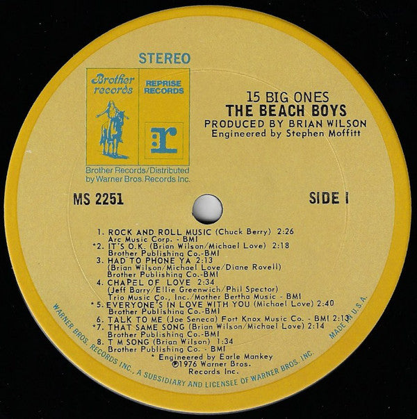 The Beach Boys : 15 Big Ones (LP, Album, Ter)