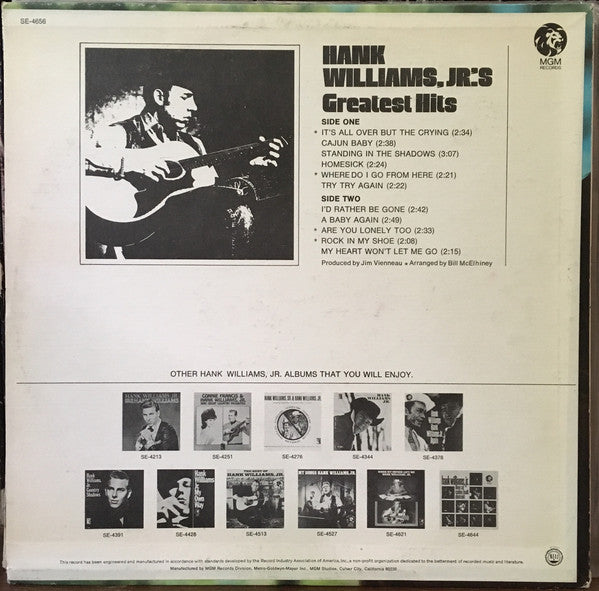 Hank Williams Jr. : Hank Williams Jr Greatest Hits (LP, Comp)