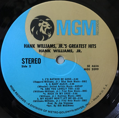 Hank Williams Jr. : Hank Williams Jr Greatest Hits (LP, Comp)