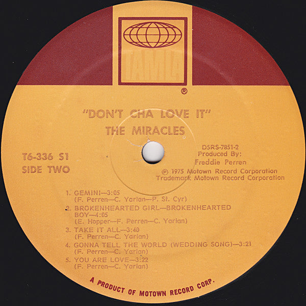 The Miracles : Don't Cha Love It (LP, Album)