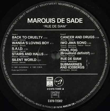 Marquis De Sade : Rue De Siam (LP, Album)