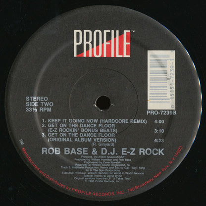 Rob Base & DJ E-Z Rock : Get On The Dance Floor (12")