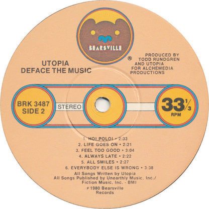 Utopia (5) : Deface The Music (LP, Album, Win)