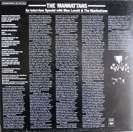 Manhattans : An Interview Special With Blue Lovett & The Manhattans (LP, Promo, Transcription)