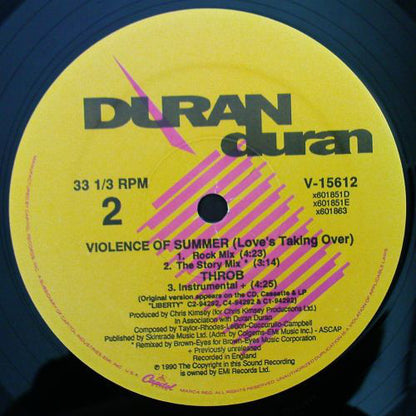 Duran Duran : Violence Of Summer (Love's Taking Over) (12", Maxi, Spe)