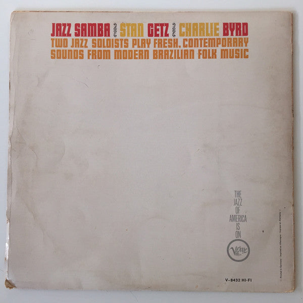 Stan Getz / Charlie Byrd : Jazz Samba (LP, Album, Mono, Gat)