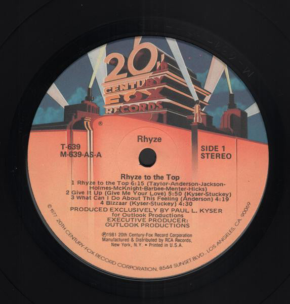Rhyze : Rhyze To The Top (LP, Album)