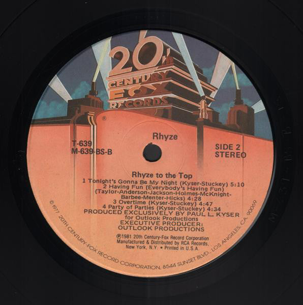 Rhyze : Rhyze To The Top (LP, Album)