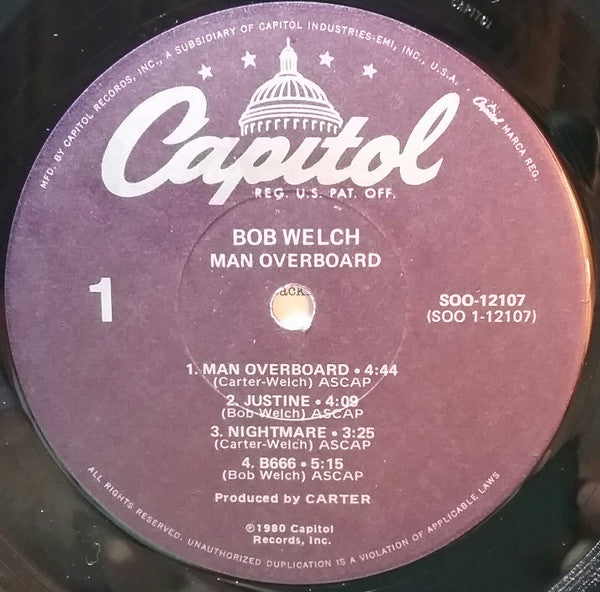 Bob Welch : Man Overboard (LP, Album, Los)