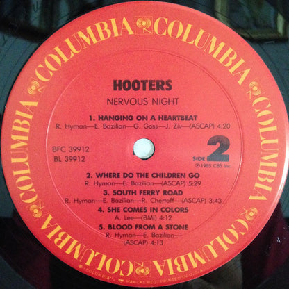 The Hooters : Nervous Night (LP, Album, Pit)