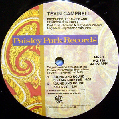 Tevin Campbell : Round And Round (12", Maxi)