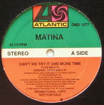 Matina : Can't We Try It One More Time (12", Promo)