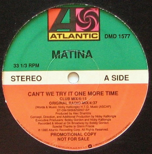 Matina : Can't We Try It One More Time (12", Promo)