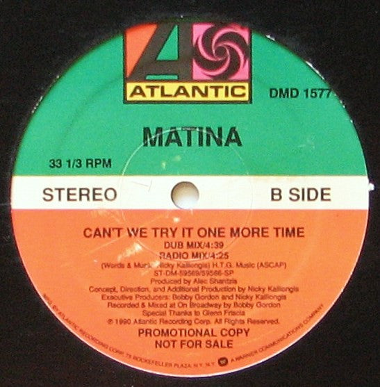 Matina : Can't We Try It One More Time (12", Promo)