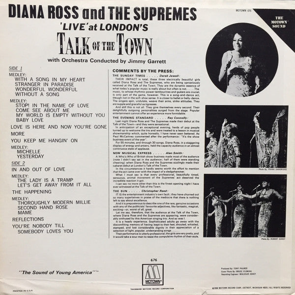 The Supremes : 'Live' At London's Talk Of The Town (LP, Album, Ind)