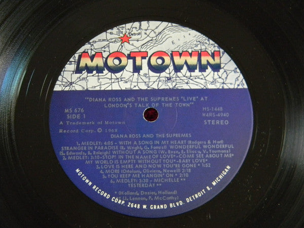 The Supremes : 'Live' At London's Talk Of The Town (LP, Album, Ind)