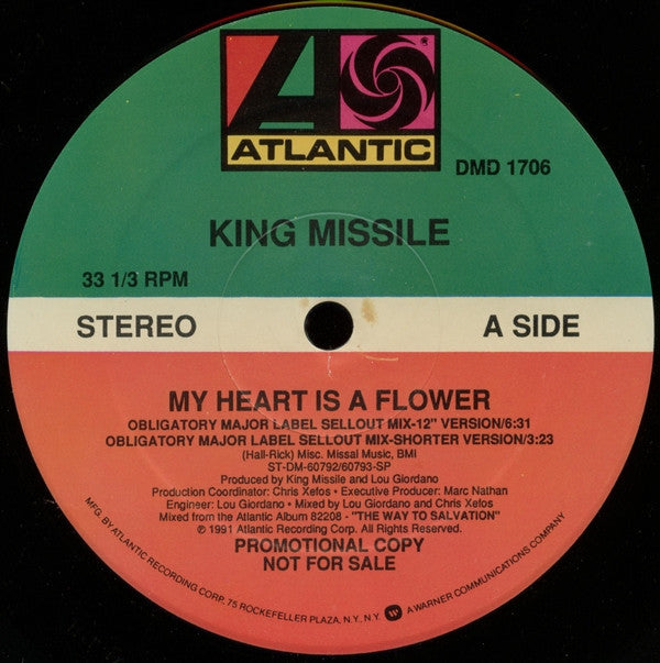 King Missile : My Heart Is A Flower (12", Promo)