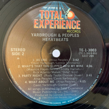 Yarbrough & Peoples : Heartbeats (LP, Album, 26 )