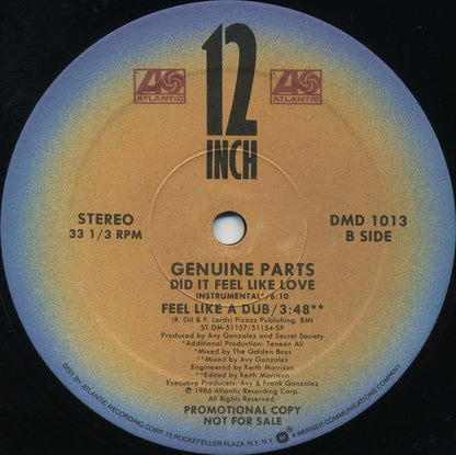 Genuine Parts : Did It Feel Like Love (12", Promo)