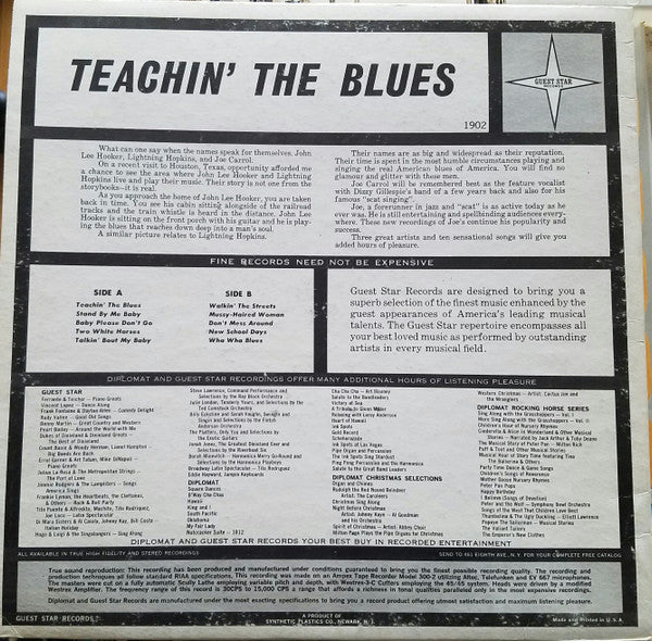 John Lee Hooker / Lightnin' Hopkins / Joe Carroll : Teachin' The Blues (LP, Album, Comp)