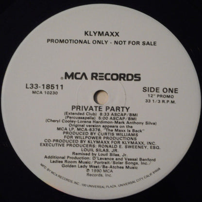 Klymaxx : Private Party (12", Promo)