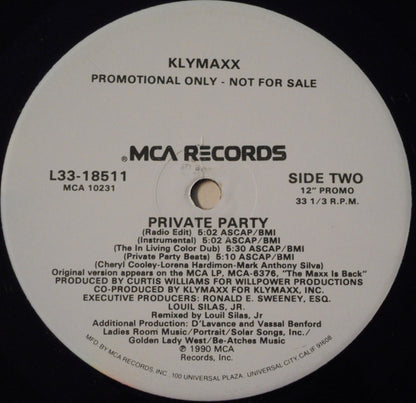 Klymaxx : Private Party (12", Promo)