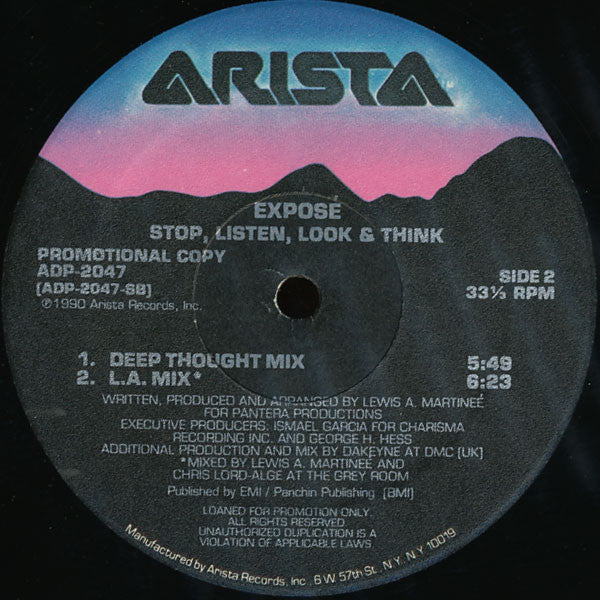 Exposé : Stop, Listen, Look & Think (12", Promo)
