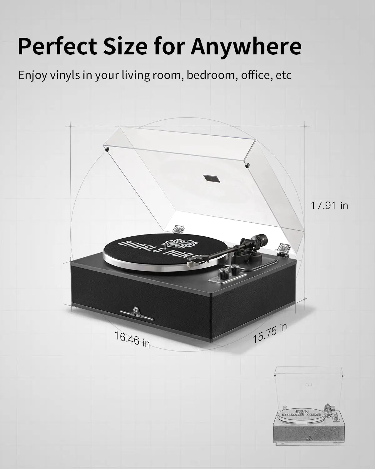 ANGELS HORN H019 HI-FI BLUETOOTH TURNTABLE WITH BUILT-IN SPEAKERS VINTAGE RECORD PLAYER